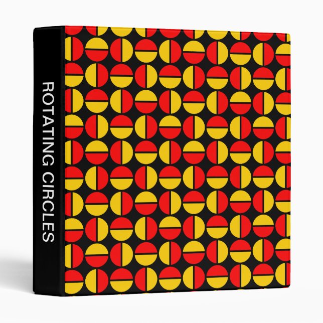 Rotating Circles (1in) Red and Amber on Black 3 Ring Binder (Front/Spine)