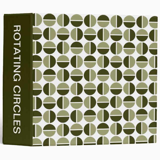 Rotating Circles (2in) Khaki and Dark Olive 3 Ring Binder (Front/Spine)