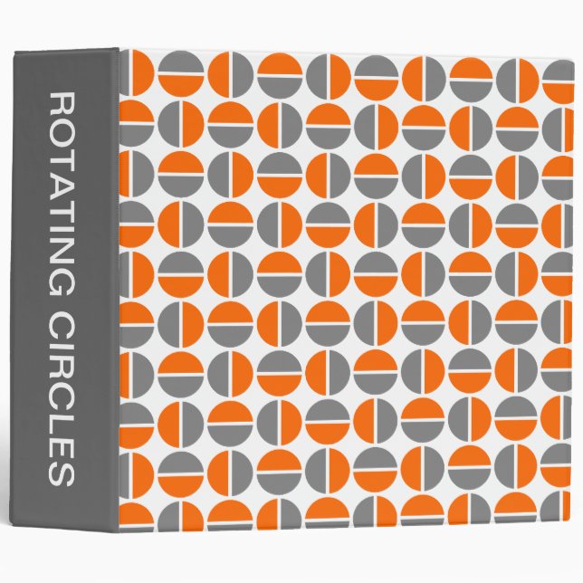 Rotating Circles (2in) Orange and Gray 3 Ring Binder (Front/Spine)