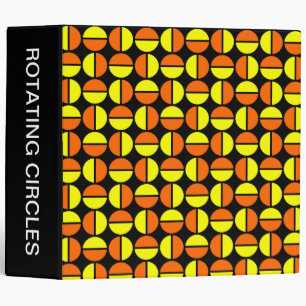 Rotating Circles (2in) Yellow & Orange on Black 3 Ring Binder