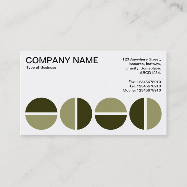 Rotating Circles - Dark Olive and Khaki Business Card (Front)