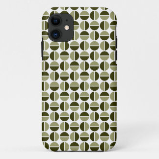 Rotating Circles - Khaki and Dark Olive iPhone Cas 11 Case