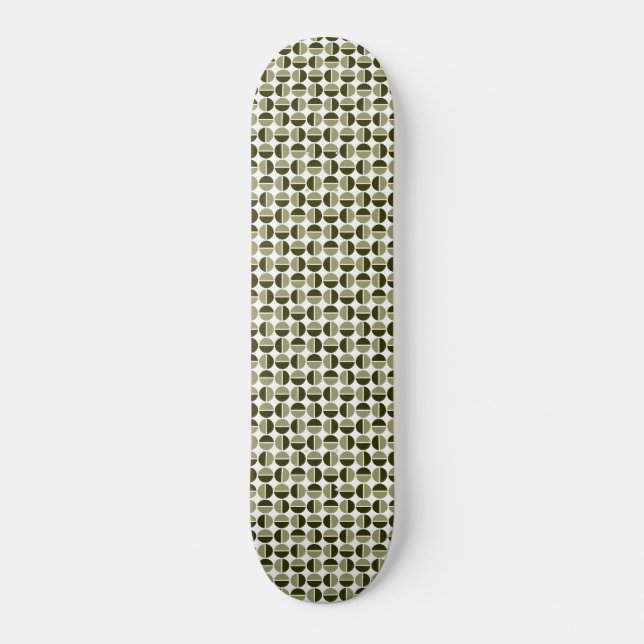 Rotating Circles - Khaki and Dark Olive Skateboard Deck (Front)