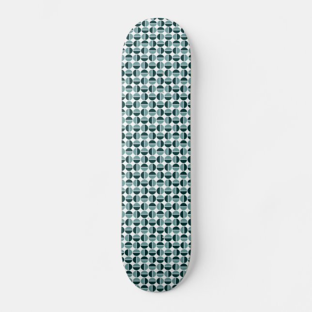 Rotating Circles - Ocean Green and Dk Green Skateboard Deck (Front)
