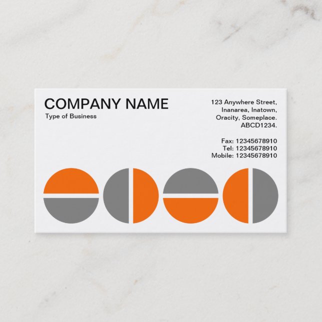 Rotating Circles - Orange and Gray Business Card (Front)