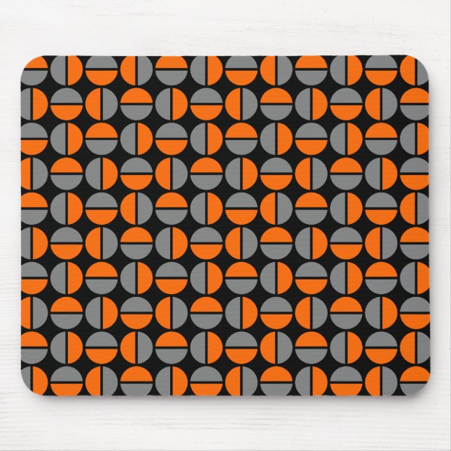 Rotating Circles - Orange and Gray on Black Mouse Pad (Front)