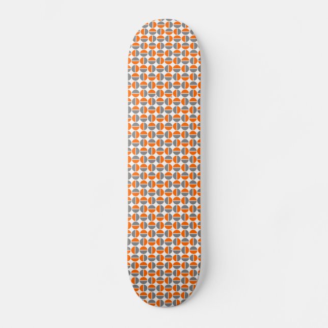 Rotating Circles - Orange and Gray Skateboard (Front)