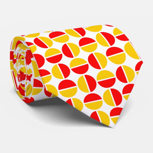 Rotating Circles - Red and Amber Neck Tie (Rolled)
