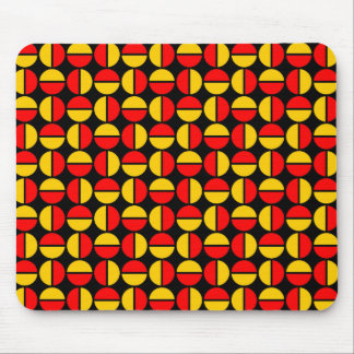 Rotating Circles - Red and Amber on Black Mouse Pad