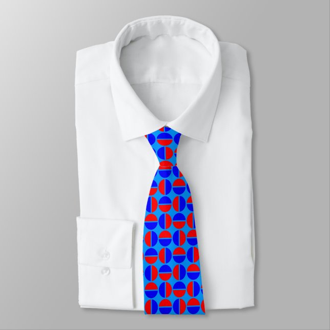 Rotating Circles - Red and Blue on 0099FF Neck Tie (Tied)