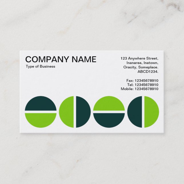 Rotating Circles - Shades of Green Business Card (Front)