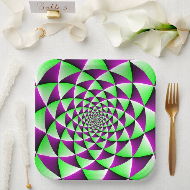 Rotating optical illusion effect paper plates (Wedding)
