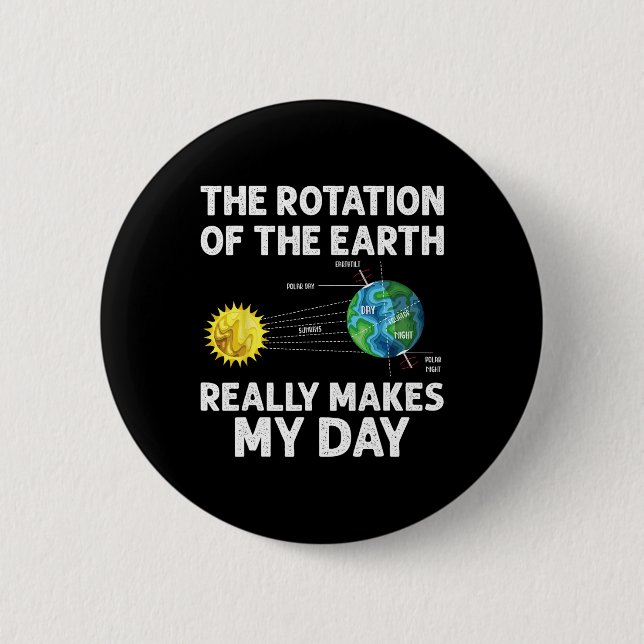 Rotation Of The Earth Makes My Day Science Teacher Button (Front)