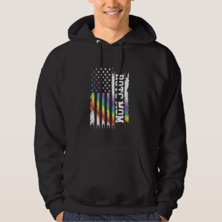 Rotc Mom United States Distressed Rainbow w US Fla Hoodie