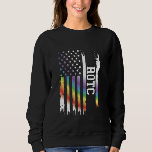 ROTC United States Distressed Rainbow w US Flag Sweatshirt