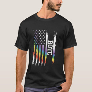 ROTC United States Distressed Rainbow w US Flag T-Shirt