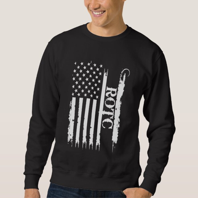 ROTC United States Distressed w US Flag Sweatshirt (Front)