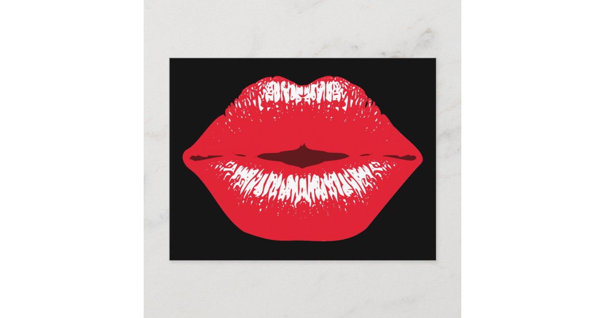 roter Kussmund Lippenstiftabdruck Grußkarte Postcard | Zazzle