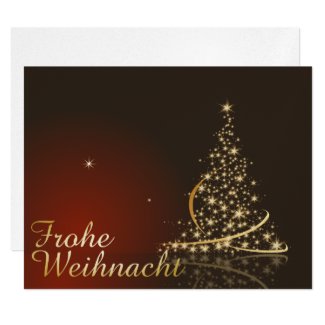 Rotes Weihnachtsmotiv mit goldenem Weihnachtsbaum Invitation