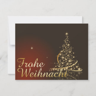 Rotes Weihnachtsmotiv mit goldenem Weihnachtsbaum Invitation