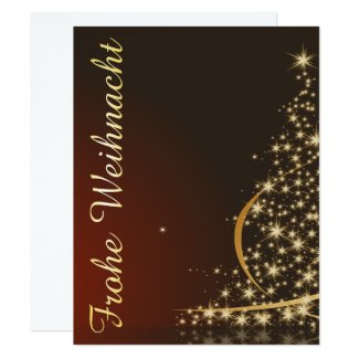 Rotes Weihnachtsmotiv mit goldenem Weihnachtsbaum Invitation
