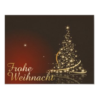 Rotes Weihnachtsmotiv mit goldenem Weihnachtsbaum Invitation