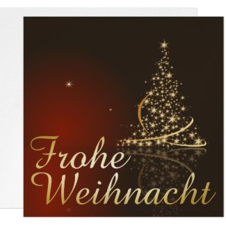 Rotes Weihnachtsmotiv mit goldenem Weihnachtsbaum Invitation