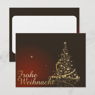Rotes Weihnachtsmotiv mit goldenem Weihnachtsbaum Invitation
