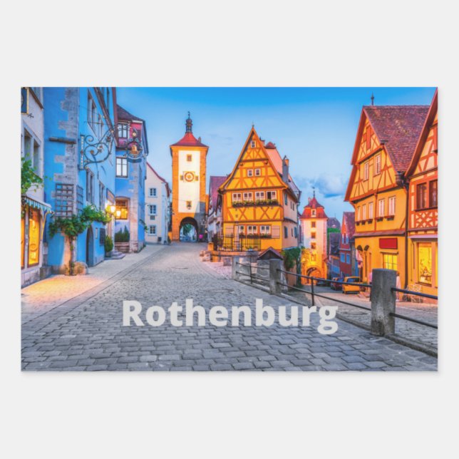 Rothenburg, Germany Street City View  Wrapping Paper Sheets (Front)