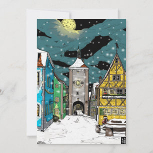 Rothenburg ob der Tauber Germany at Christmas Holiday Card