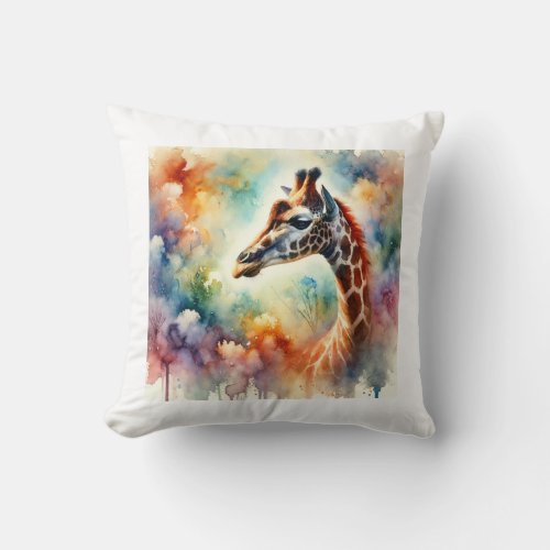 Rothschilds giraffe 150624AREF105 _ Watercolor Throw Pillow