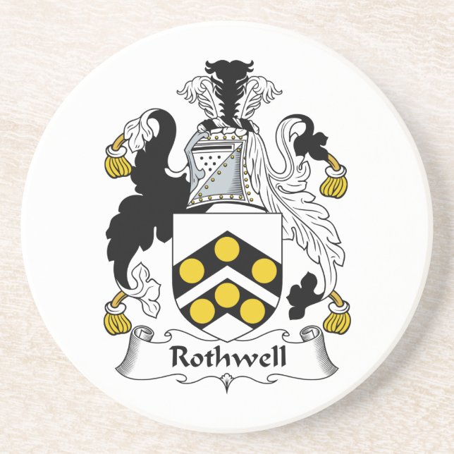 Rothwell Family Crest Sandstone Coaster (Front)