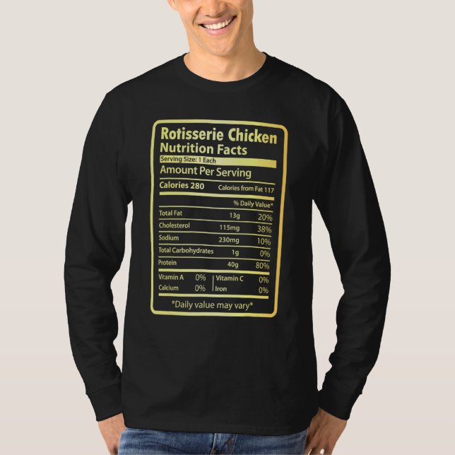 Rotisserie Chicken Nutrition Facts Thanksgiving T-Shirt (Front)