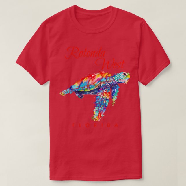 Rotonda West Florida Watercolor Sea Turtle T-Shirt (Design Front)