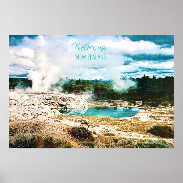 Rotorua hot springs New Zealand travel print (Front)