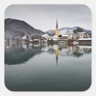 Rottach-Egern at the Tegernsee, Bavaria in winter Square Sticker