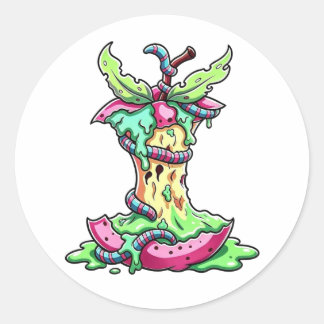 Rotten Apple Core Monster Vinyl Sticker - Creepy L