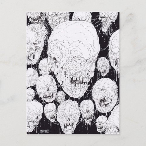 Rotten Ugly Zombies Heads Postcard