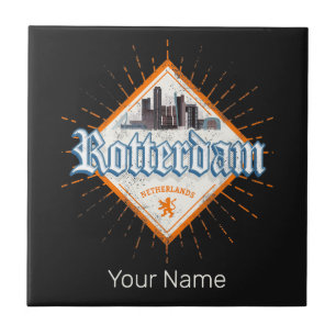 Rotterdam City Netherlands Skyline Dutch Vintage Ceramic Tile