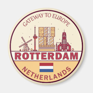 Rotterdam Netherlands City Skyline Emblem Magnet