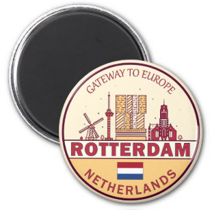 Rotterdam Netherlands City Skyline Emblem Magnet