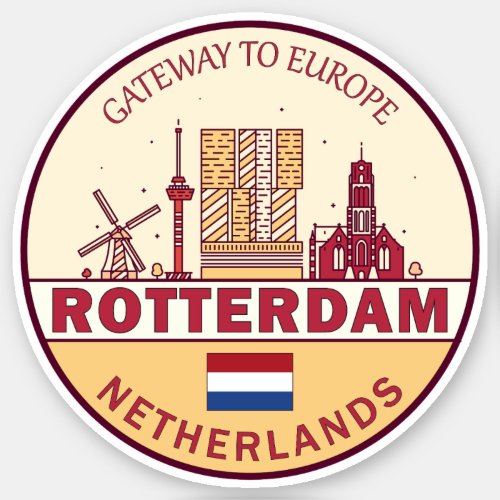 Rotterdam Netherlands City Skyline Emblem Sticker
