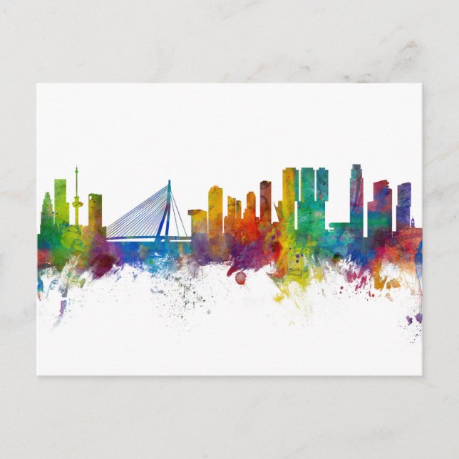 Rotterdam The Netherlands Skyline Postcard (Front)
