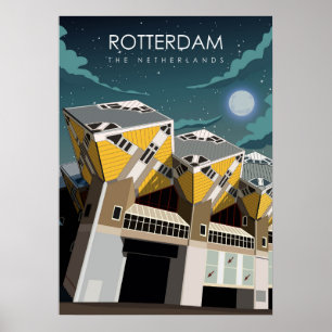 Rotterdam Vintage Minimal Dutch Travel Poster