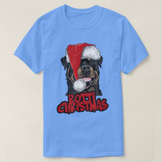 Rotti Christmas  Rottweiler with Christmas Hat in  T-Shirt (Design Front)