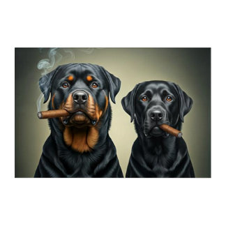 Rottie and the Lab dogs Acrylic Print