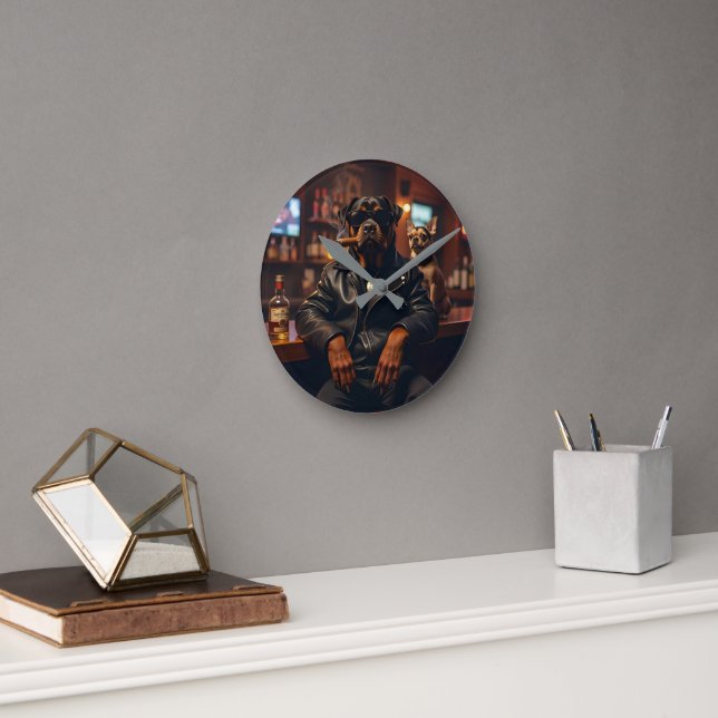 Rottie Bar  Round Clock (Office)