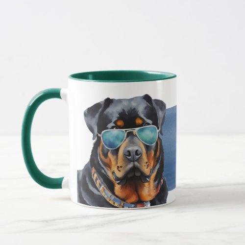 Rottie Cool Watercolor Rottweiler Mug