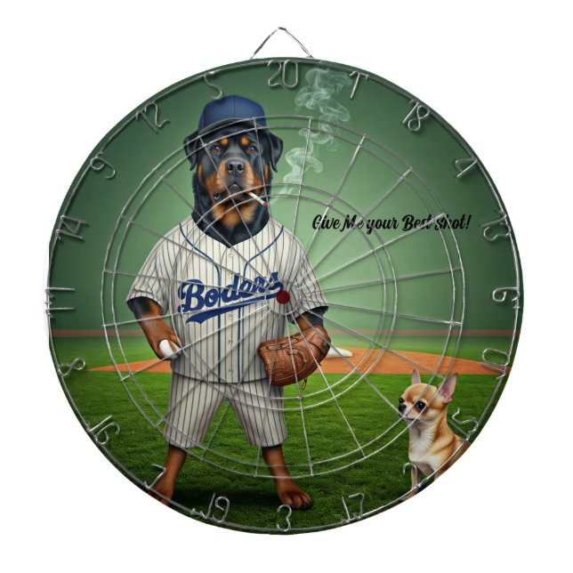 Rottie Maximus Baseball Player with fan Dart Board (Front)