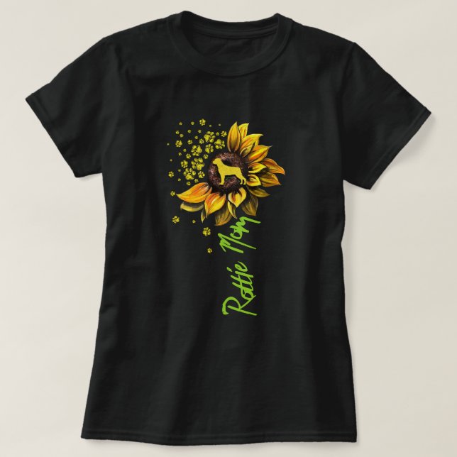 Rottie Mom Sunflower Rottweiler Gifts Dog Mom Mama T-Shirt (Design Front)